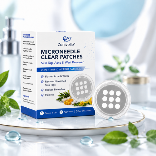 ✨✨ Zunivelle®2-in-1 Microneedle & Hydrocolloid Patch🍀| Removes Raised Moles, Acne, Flat Warts & Skin Tags | Helps Improve Wrinkles, Scars & Blemishes | Invisible Patches for Face & Body