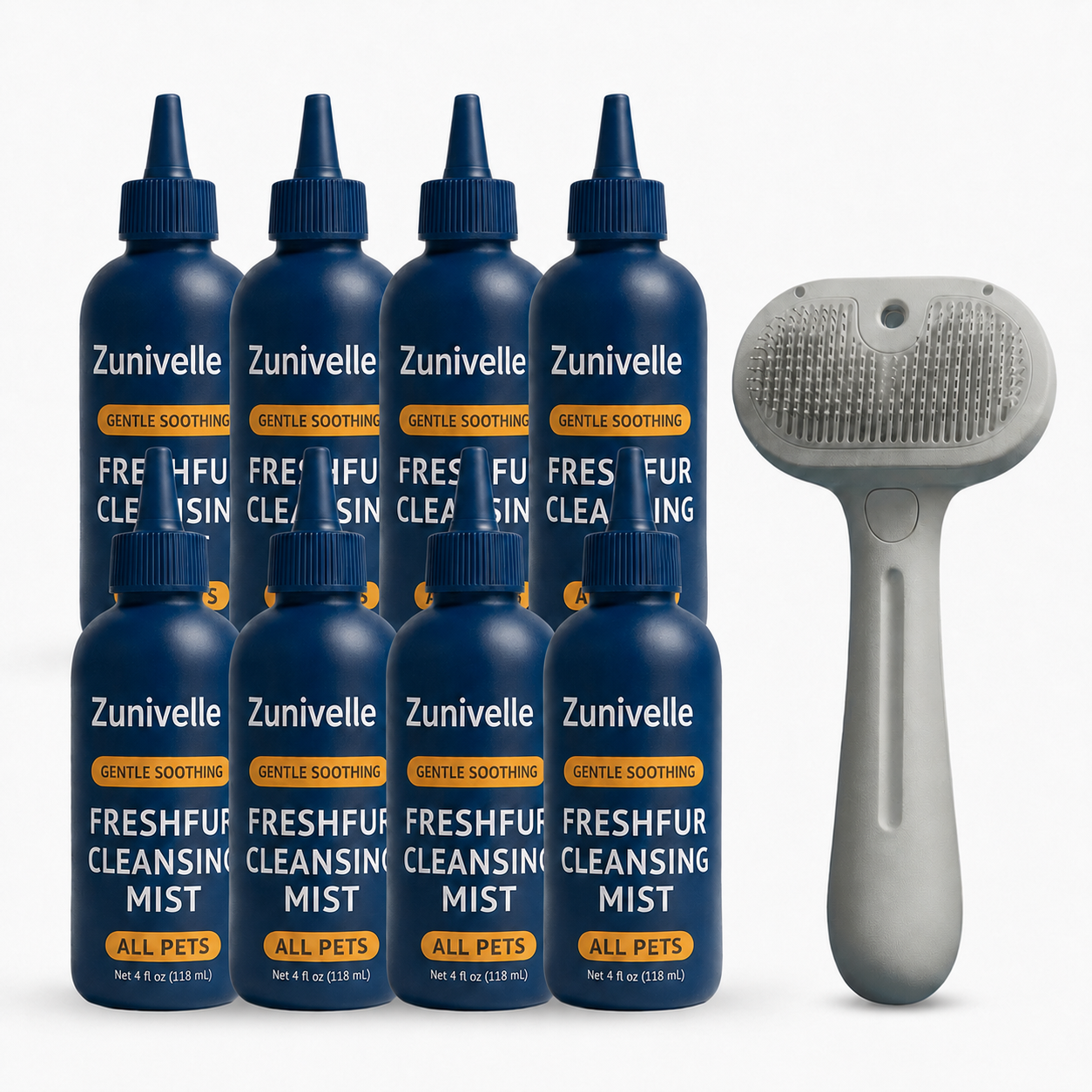 1 Grooming Brush + 8 Bottles Care Solution