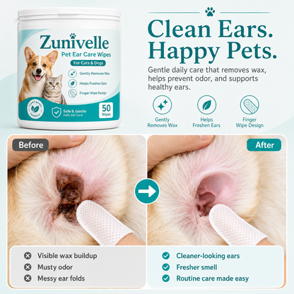 Zunivelle™Pet Ear Cleaner Finger Wipes🐾A Softer Way to Clean